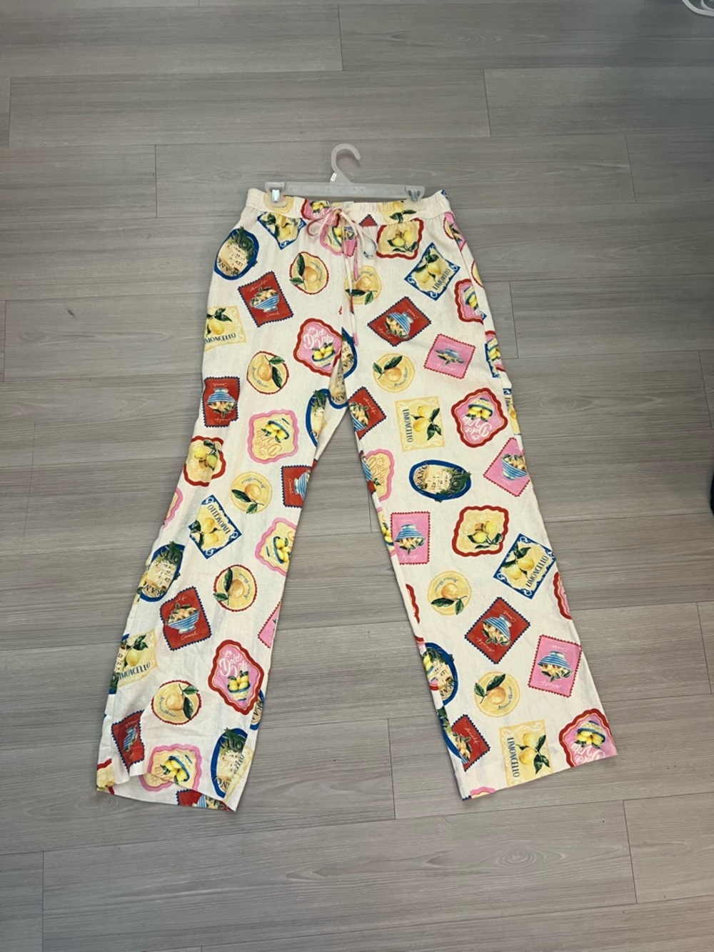 Joie Linen Blend Lemon Stamp Pants